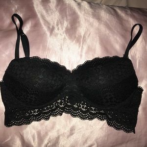 Lacey black longline push-up bra
